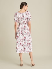 Gina Bacconi White Perrie Smock Waist Floral Print Dress - Image 2 of 6