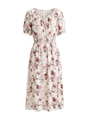 Gina Bacconi White Perrie Smock Waist Floral Print Dress - Image 6 of 6