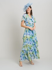 Gina Bacconi Blue Rihanna Tiered Maxi Dress - Image 1 of 6