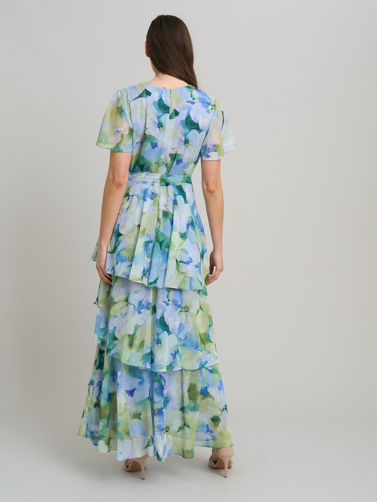 Gina Bacconi Blue Rihanna Tiered Maxi Dress - Image 2 of 6 Gina Bacconi Blue Rihanna Tiered Maxi Dress - Image 2 of 6