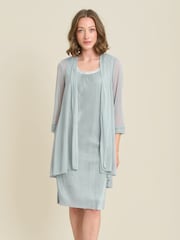 Gina Bacconi Green Sue-Ann Pleated Dress And Chiffon Jacket - Image 1 of 6