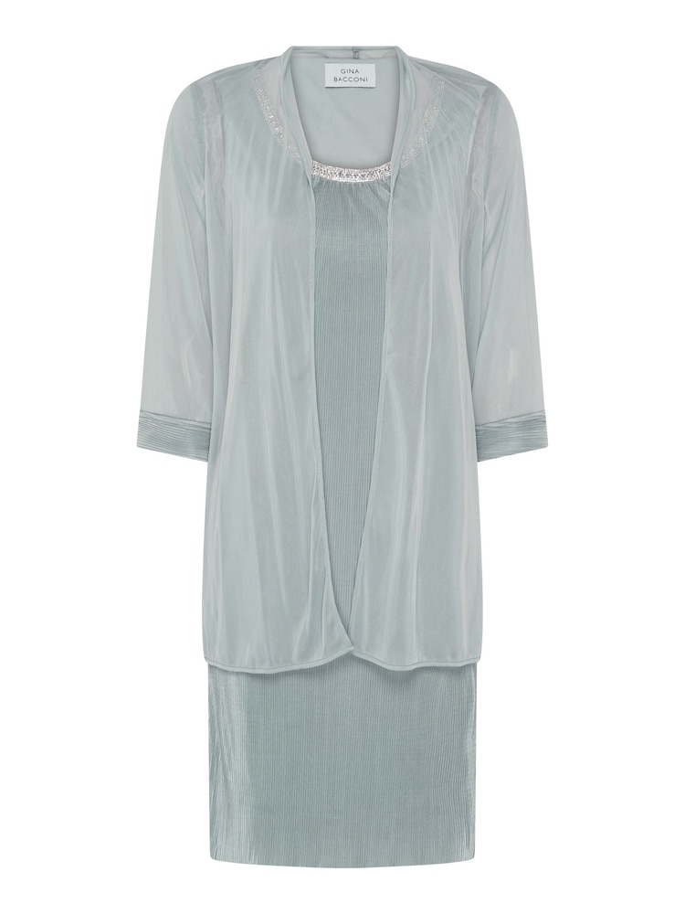 Gina Bacconi Green Sue-Ann Pleated Dress And Chiffon Jacket - Image 6 of 6 Gina Bacconi Green Sue-Ann Pleated Dress And Chiffon Jacket - Image 6 of 6
