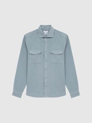 Reiss Duck Egg Miami Miami Twin Pocket Overshirt - Image 2 of 7