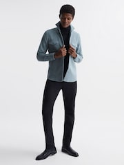 Reiss Duck Egg Miami Miami Twin Pocket Overshirt - Image 3 of 7