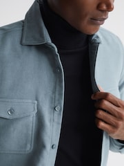 Reiss Duck Egg Miami Miami Twin Pocket Overshirt - Image 4 of 7