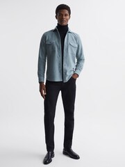 Reiss Duck Egg Miami Miami Twin Pocket Overshirt - Image 6 of 7