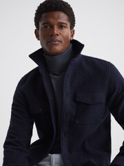 Reiss Navy Kiss Casentino Twin Pocket Overshirt - Image 1 of 6