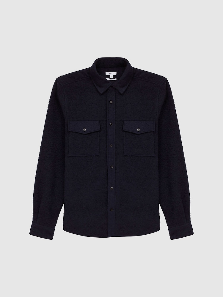 Reiss Navy Kiss Casentino Twin Pocket Overshirt - Image 2 of 6