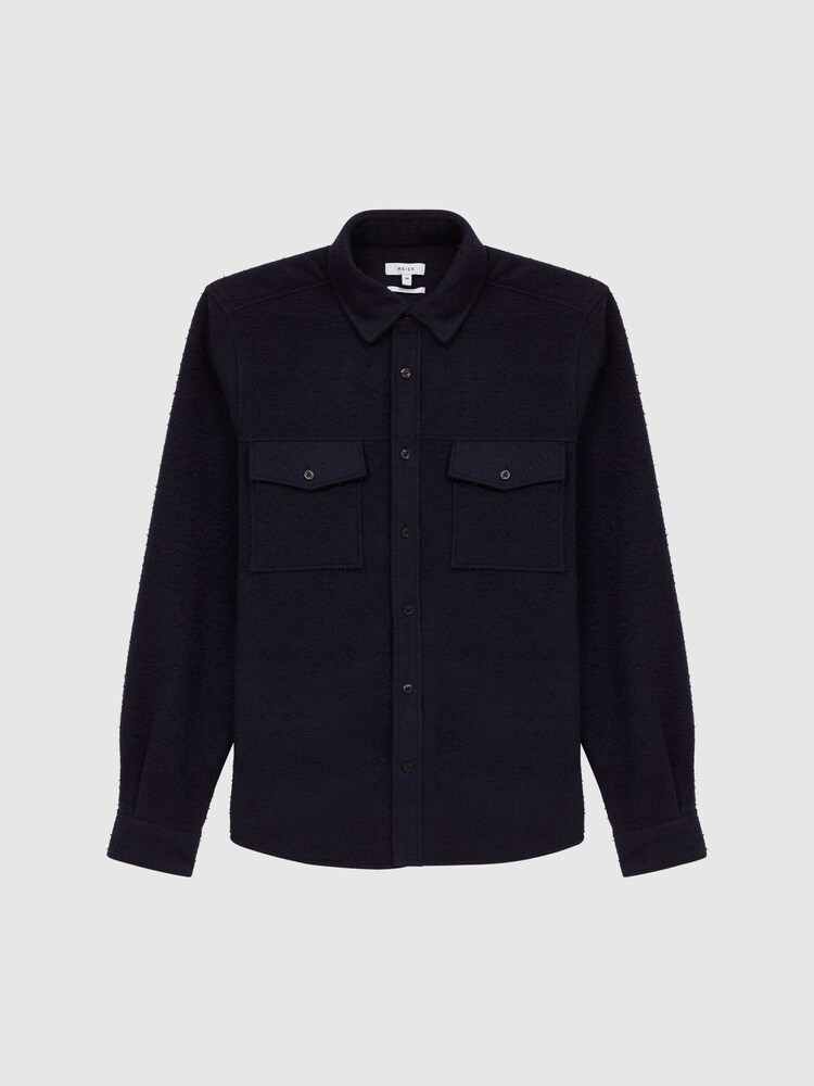 Reiss Navy Kiss Casentino Twin Pocket Overshirt - Image 2 of 6 Reiss Navy Kiss Casentino Twin Pocket Overshirt - Image 2 of 6