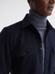 Reiss Navy Kiss Casentino Twin Pocket Overshirt - Image 4 of 6