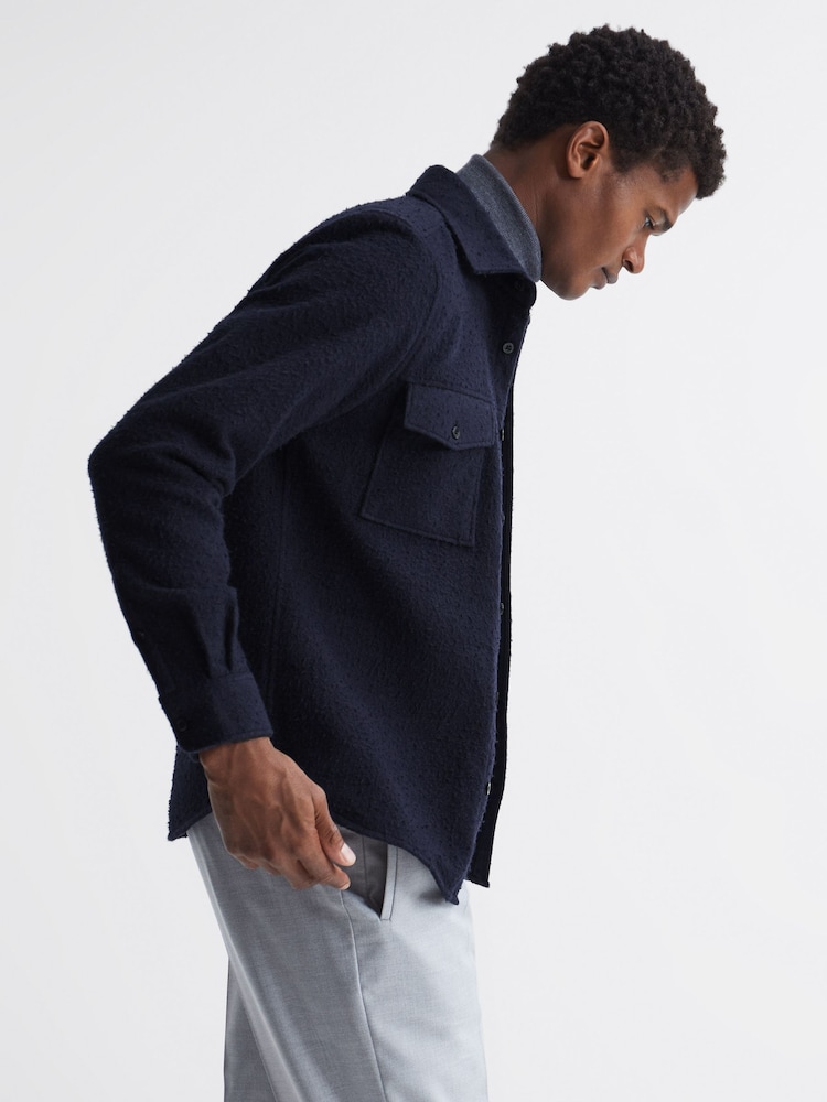 Reiss Navy Kiss Casentino Twin Pocket Overshirt - Image 6 of 6