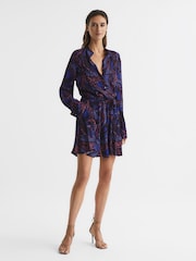 Reiss Purple Sienna Printed Mini Dress - Image 1 of 7