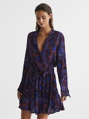 Reiss Purple Sienna Printed Mini Dress - Image 3 of 7