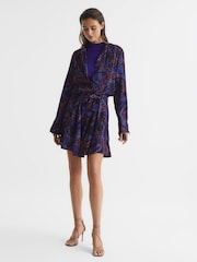 Reiss Purple Sienna Printed Mini Dress - Image 6 of 7