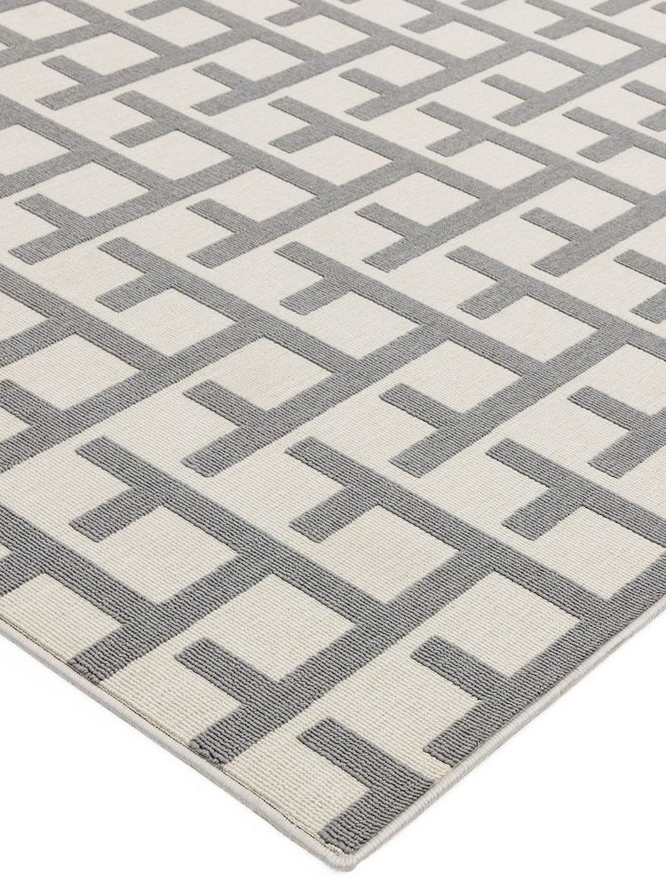 Asiatic Rugs White Indoor/Outdoor Antibes Grid Rug - Image 2 of 4