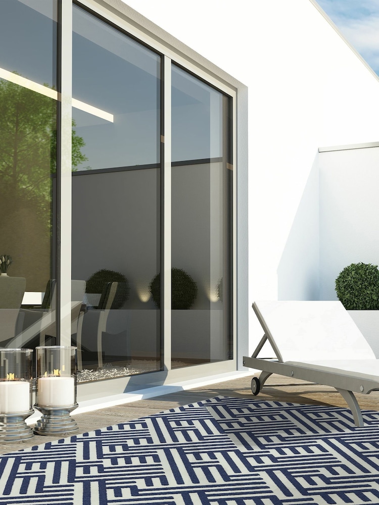 Asiatic Rugs Blue Indoor/Outdoor Antibes Linear Rug - Image 1 of 4