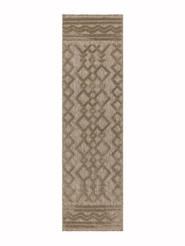 Asiatic Rugs Brown Indoor/Outdoor Salta Links Runner - Image 1 of 4