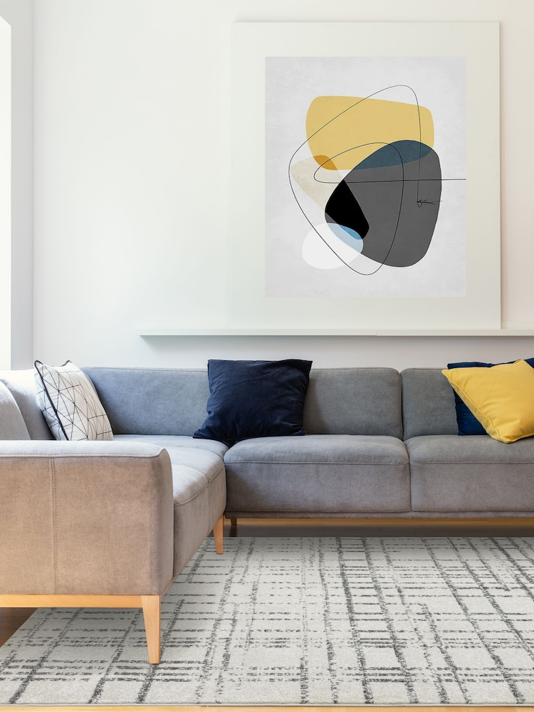Asiatic Rugs Grey Nova Grid Rug - Image 1 of 5