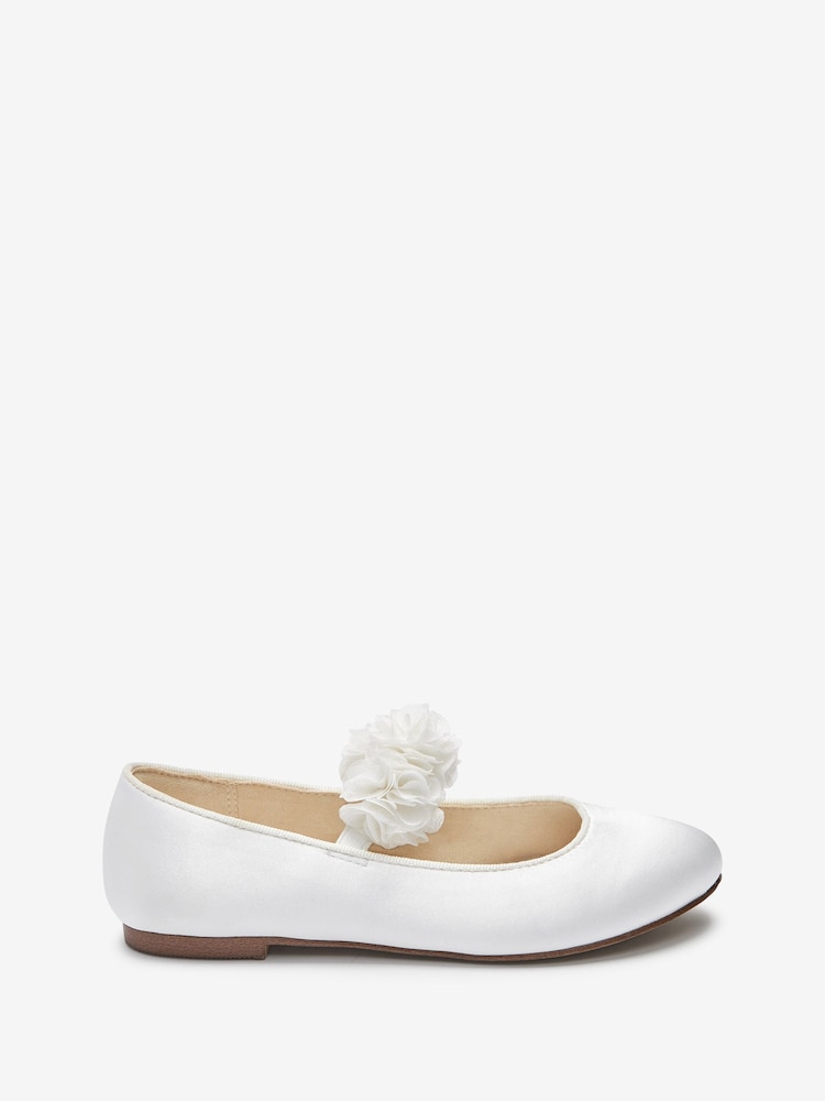 White Satin Stain Resistant Standard Fit (F) Corsage Bridesmaid Collection Occasion Shoes - Image 1 of 4