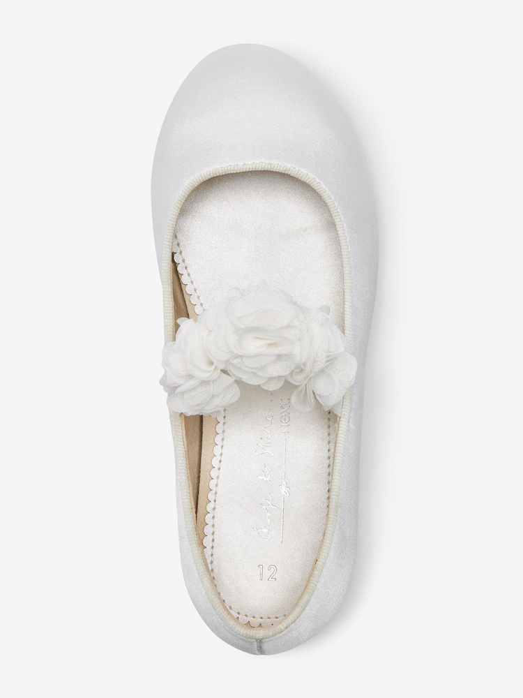 White Satin Stain Resistant Standard Fit (F) Corsage Bridesmaid Collection Occasion Shoes - Image 2 of 4