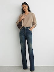 Reiss Mid Blue Andi High-Rise Bootcut Jeans - Image 1 of 8