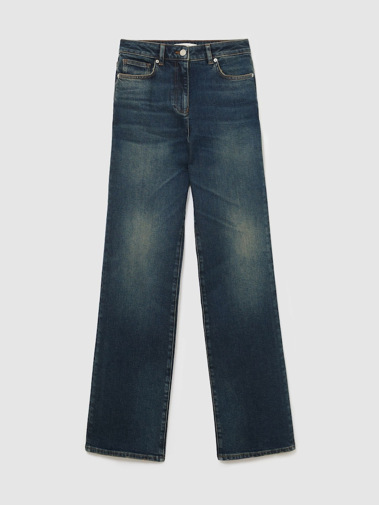 Reiss Mid Blue Andi High-Rise Bootcut Jeans - Image 2 of 8 Reiss Mid Blue Andi High-Rise Bootcut Jeans - Image 2 of 8