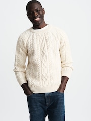 Aubin Westport Aran Wool Crew Neck Jumper - Image 1 of 6