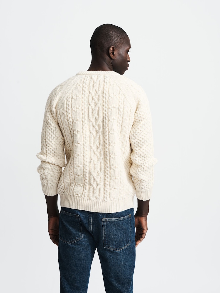 Aubin Westport Aran Wool Crew Neck Jumper - Image 2 of 6
