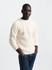 Aubin Westport Aran Wool Crew Neck Jumper - Image 3 of 6