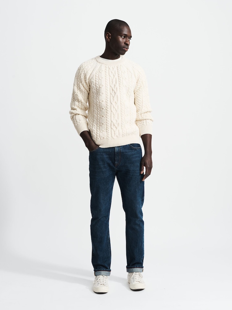 Aubin Westport Aran Wool Crew Neck Jumper - Image 4 of 6