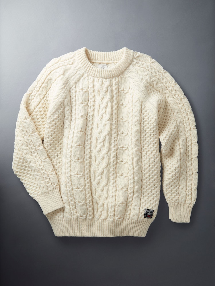 Aubin Westport Aran Wool Crew Neck Jumper - Image 5 of 6