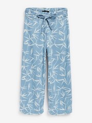 Bleach Blue Palm Print Lyocell Culottes - Image 5 of 5