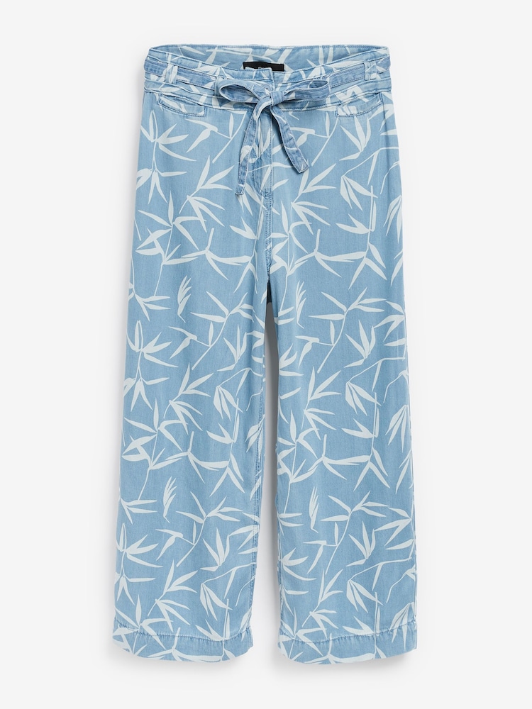 Bleach Blue Palm Print Lyocell Culottes - Image 5 of 5