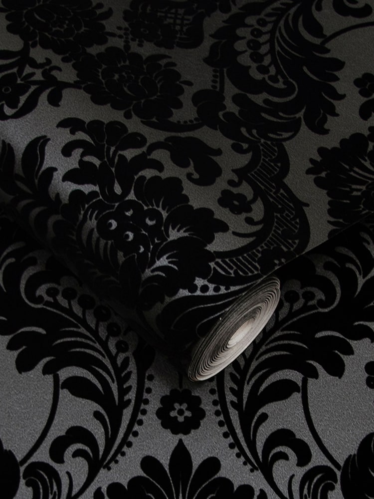 Graham & Brown Black Damask 10M Wallpaper - Image 2 of 3
