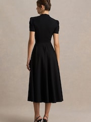Club L London Black Vicky | High Neck Midi Dress With Puff Sleeves - Image 2 of 5
