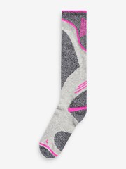 Pink/Purple/Grey Thermal Ski Socks - Image 1 of 3