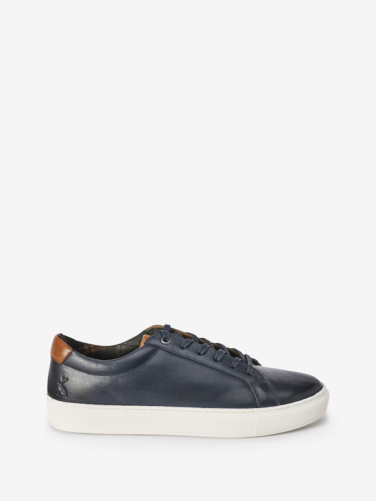 Joules Navy Blue Leather Trainers - Image 1 of 7 Joules Navy Blue Leather Trainers - Image 1 of 7