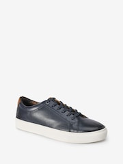 Joules Navy Blue Leather Trainers - Image 2 of 7