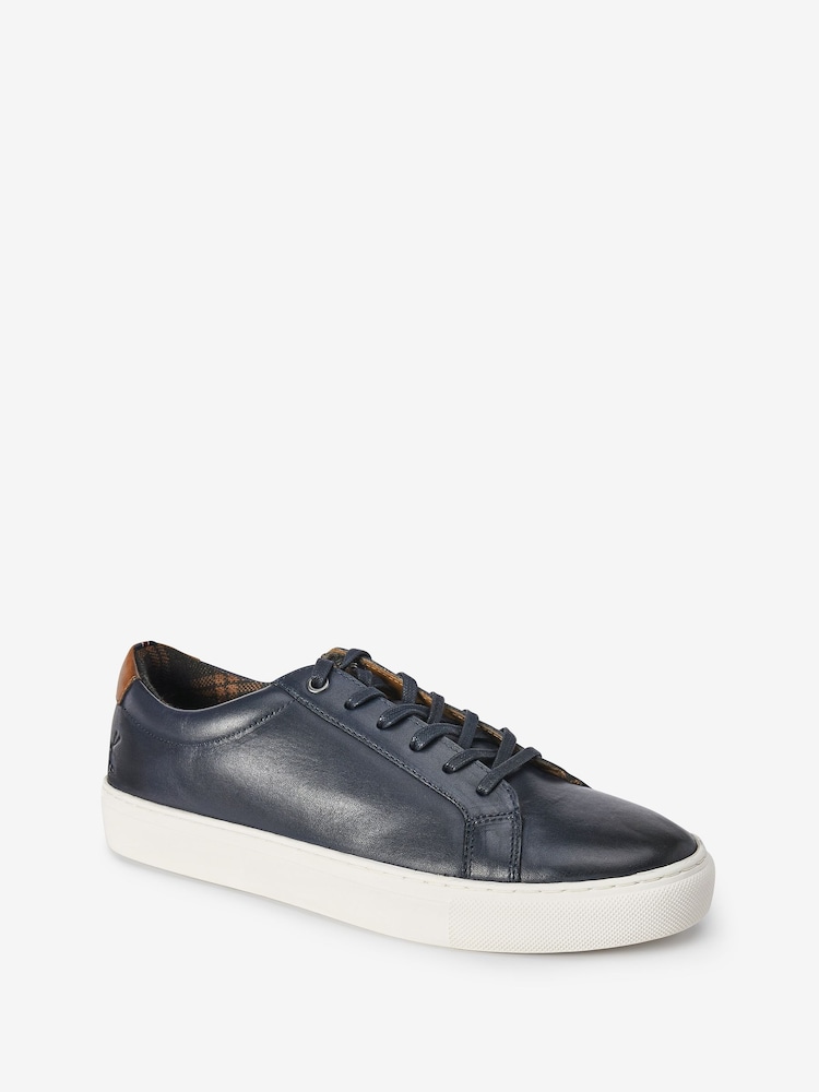 Joules Navy Blue Leather Trainers - Image 2 of 7 Joules Navy Blue Leather Trainers - Image 2 of 7