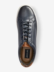 Joules Navy Blue Leather Trainers - Image 3 of 7