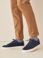 Joules Navy Blue Leather Trainers - Image 5 of 7