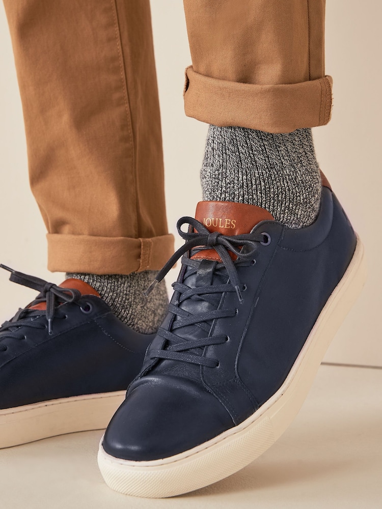 Joules Navy Blue Leather Trainers - Image 7 of 7 Joules Navy Blue Leather Trainers - Image 7 of 7