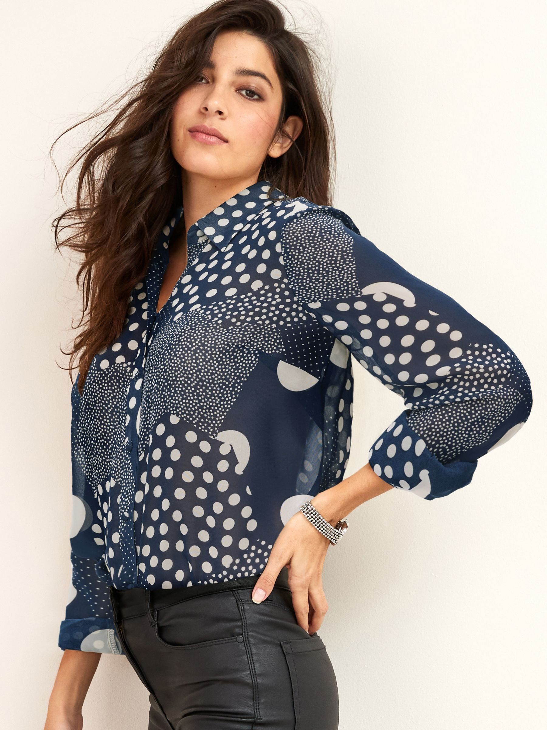 Navy blue sheer blouse store