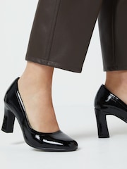 Black Patent Standard/Wide Fit Forever Comfort® Round Toe Block Heel Court Shoes - Image 2 of 6