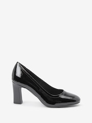 Black Patent Standard/Wide Fit Forever Comfort® Round Toe Block Heel Court Shoes - Image 3 of 6
