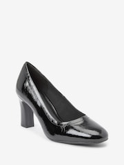 Black Patent Standard/Wide Fit Forever Comfort® Round Toe Block Heel Court Shoes - Image 4 of 6
