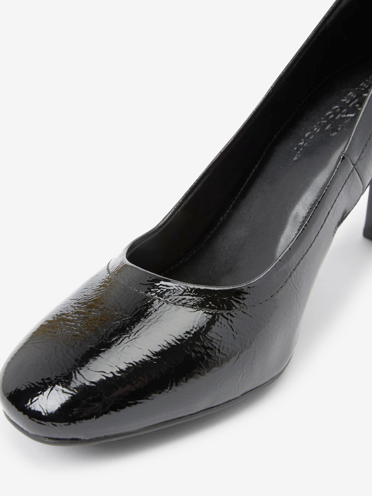 Black Patent Standard/Wide Fit Forever Comfort® Round Toe Block Heel Court Shoes - Image 6 of 6