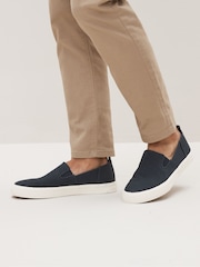Navy Blue Slip-On Canvas Shoes - Image 1 of 5