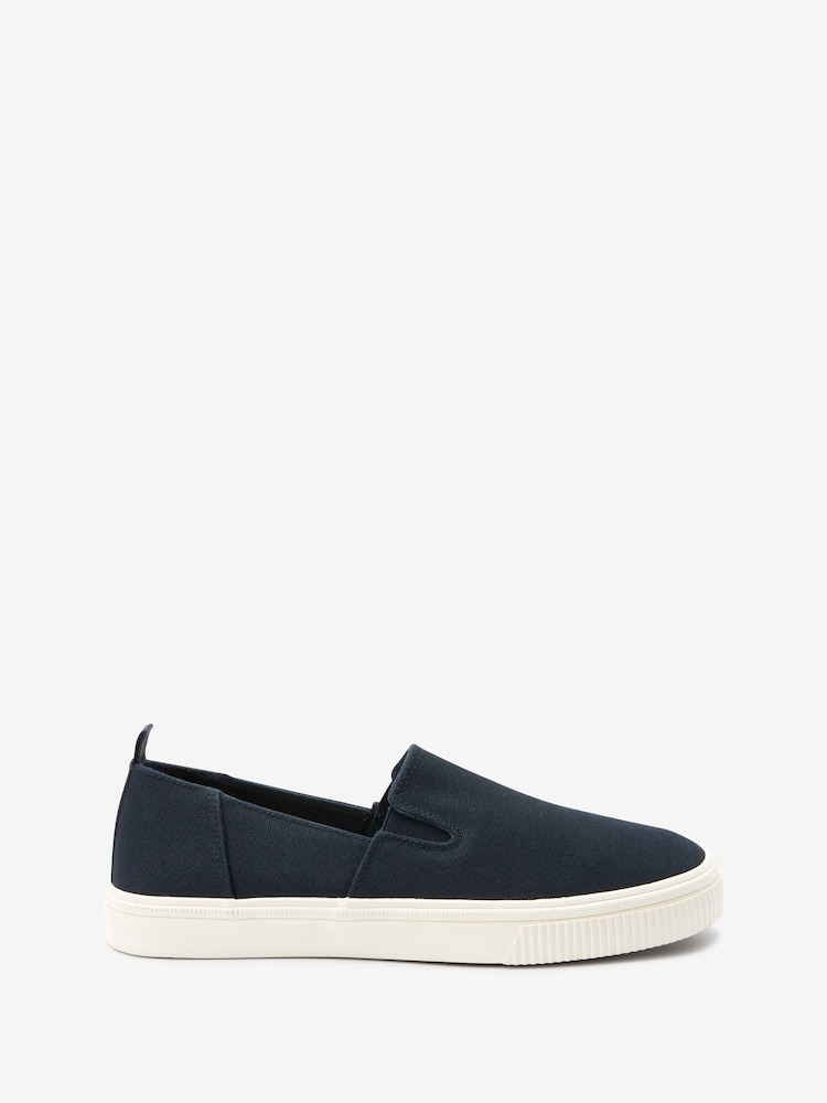 Navy Blue Slip-On Canvas Shoes - Image 2 of 5