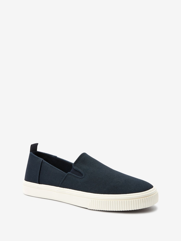 Navy Blue Slip-On Canvas Shoes - Image 3 of 5